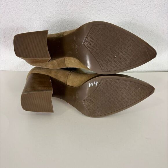 Marc Fisher Tan Suede Block Heeled Ankle Booties Size 9.5 - Picture 6 of 7